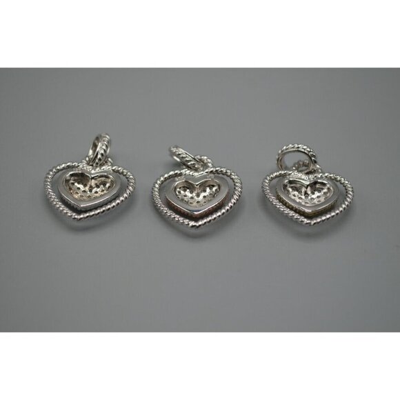 Sterling Silver Heart Pendant Set of 3 925 JS Gold Bronze Cubic Zirconia 9.95g - Picture 2 of 9